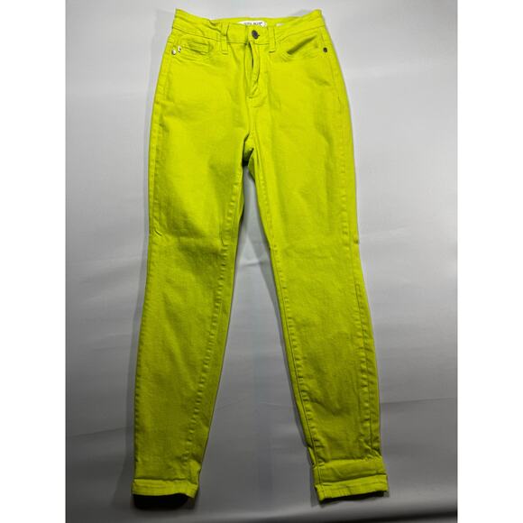 Judy Blue Women's Slim Fit Neon Green Skinny Denim Jeans - Size 3 (26x28.5) - Picture 1 of 6